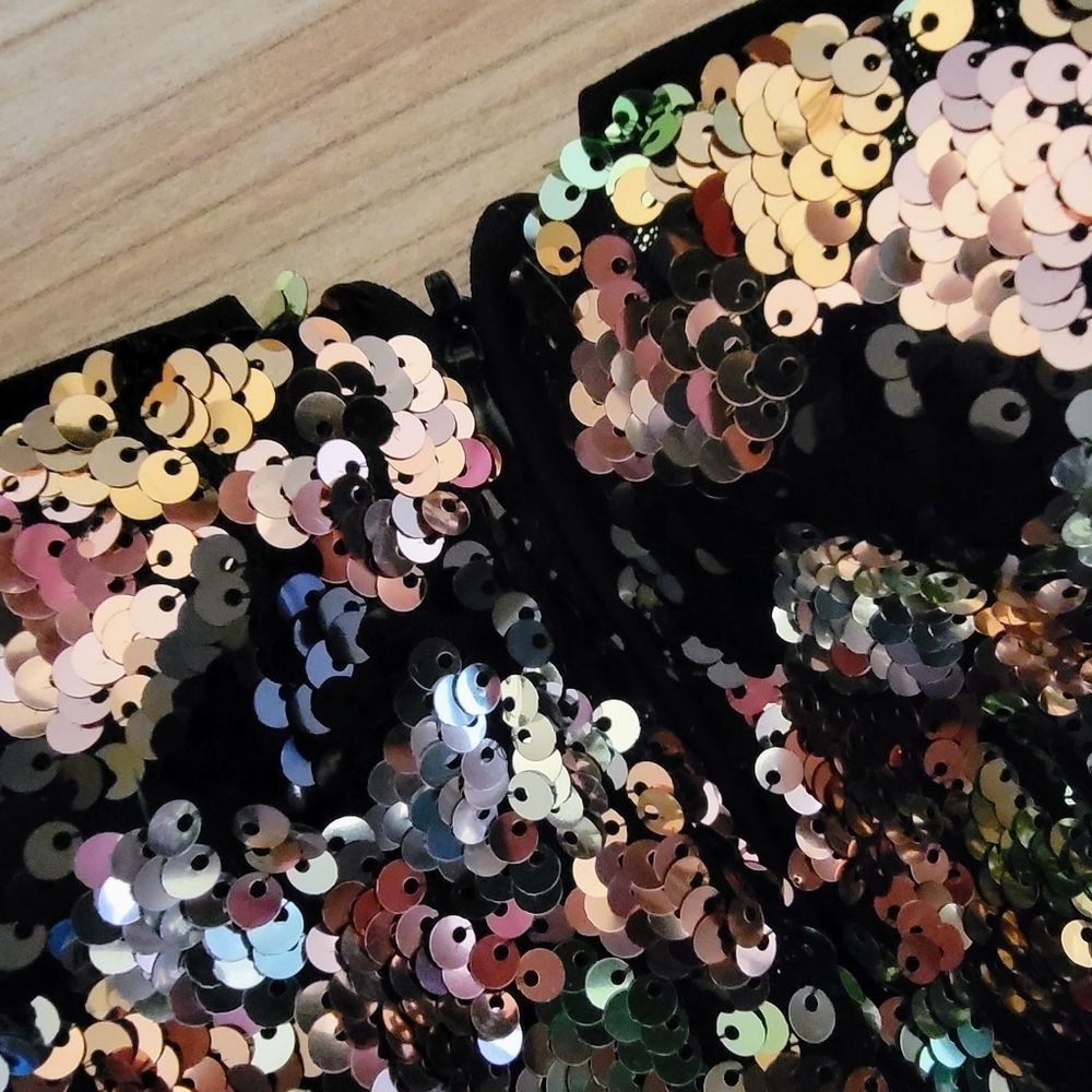 🍍3 For 50🍍Sequin Diamond-Pattern Midi Skirt - Black Multicolor - Picture 10 of 15